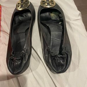 Tory Burch black/gold reva ballet